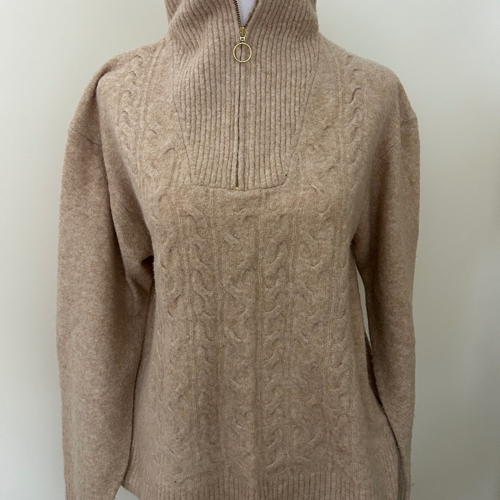 J Crew Cable-knit half-zip sweater in Supersoft yarn